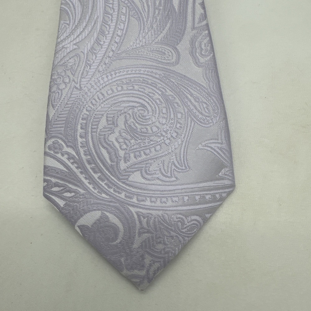 Barry Wang Hand Made 100% Silk Men's Neck Tie Lavender Textured 59" X 3"